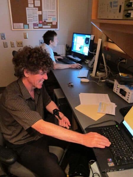 Steve grimaces from the heat